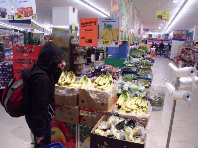 Bananen in verkoop bij Lidl Zweden.