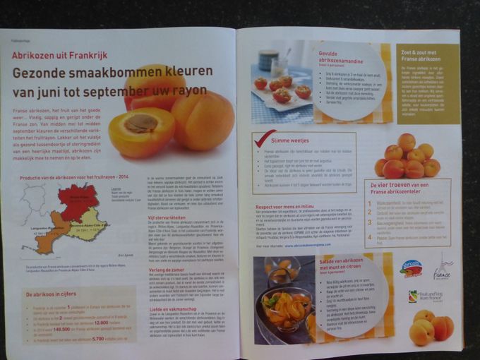 Dubbele pagina nuttige info over abrikozen.
Gelezen in Storecheck juni 2015.